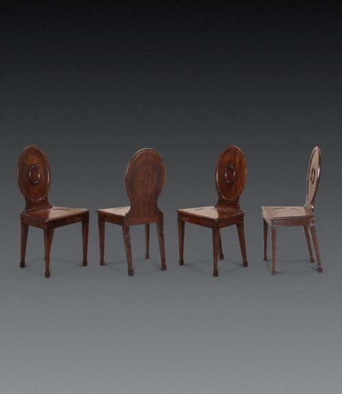 SET OF FOUR GEORGE III MAHOGANY HALL CHAIRS - ADDITIONAL PHOTO 7