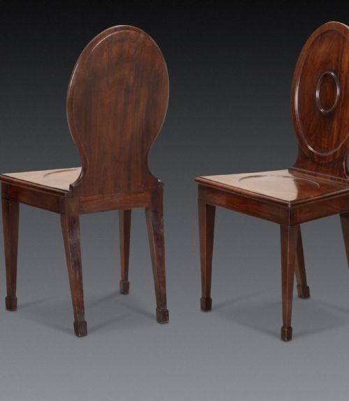 SET OF FOUR GEORGE III MAHOGANY HALL CHAIRS - ADDITIONAL PHOTO 8