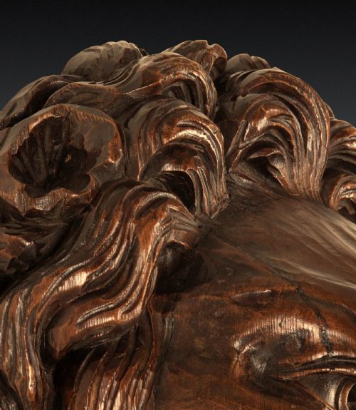 LARGE 19TH CENTURY CARVED LION WALL MASK - ADDITIONAL PHOTO 5