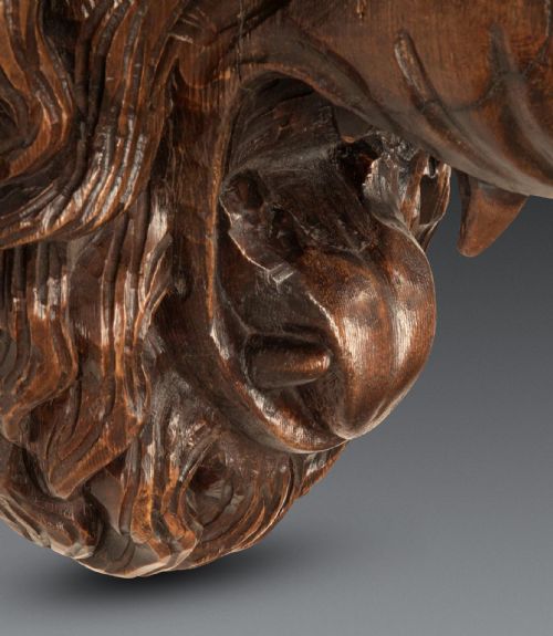 LARGE 19TH CENTURY CARVED LION WALL MASK - ADDITIONAL PHOTO 7