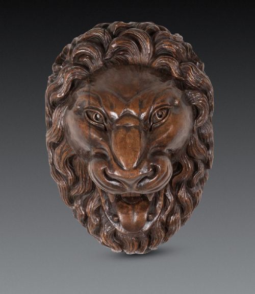 LARGE 19TH CENTURY CARVED LION WALL MASK - ADDITIONAL PHOTO 9