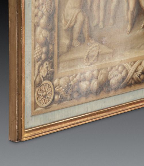 18TH CENTURY EN GRISAILLE PAINTING WITH CHERUBS - ADDITIONAL PHOTO 3