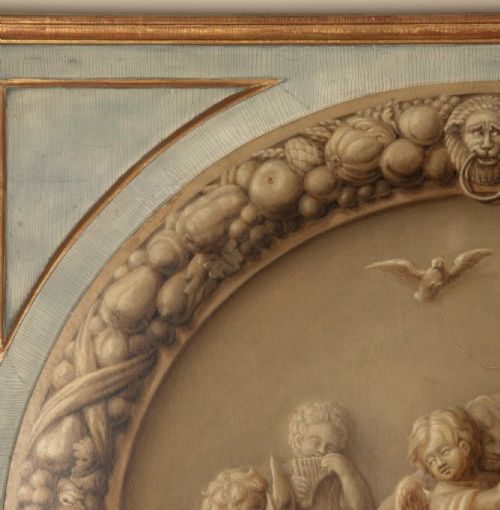 18TH CENTURY EN GRISAILLE PAINTING WITH CHERUBS - ADDITIONAL PHOTO 4