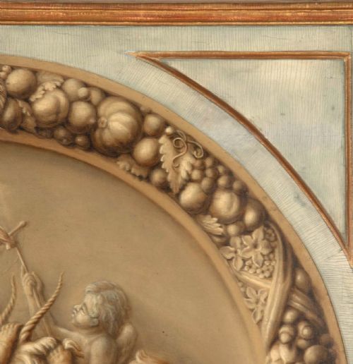 18TH CENTURY EN GRISAILLE PAINTING WITH CHERUBS - ADDITIONAL PHOTO 6