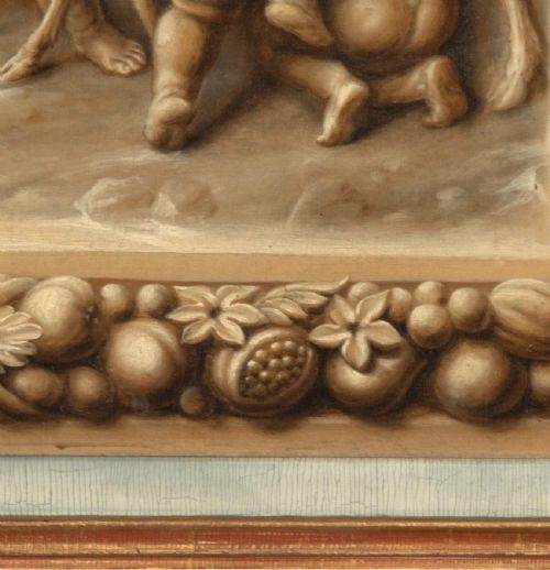 18TH CENTURY EN GRISAILLE PAINTING WITH CHERUBS - ADDITIONAL PHOTO 7