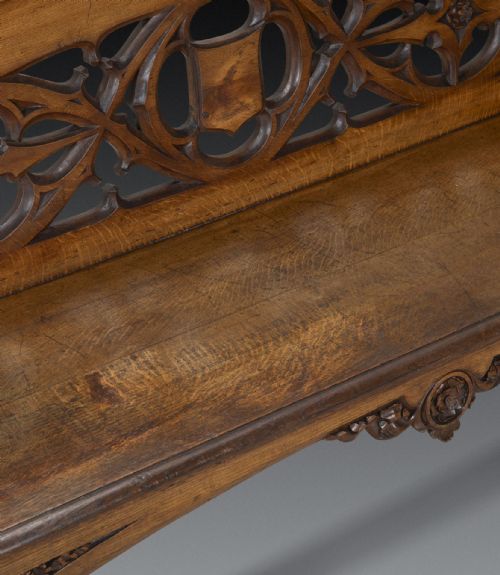 LARGE 19TH CENTURY ENGLISH OAK HALL BENCH - ADDITIONAL PHOTO 5