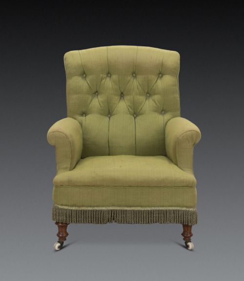 19TH CENTURY UPHOLSTERED EASY ARMCHAIR - ADDITIONAL PHOTO 1