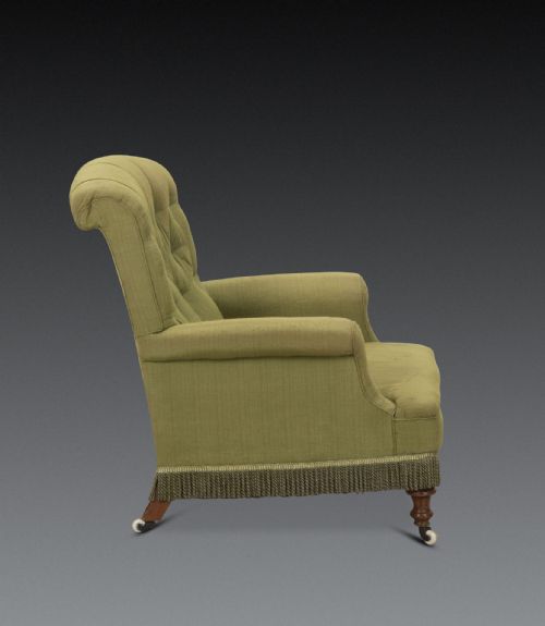 19TH CENTURY UPHOLSTERED EASY ARMCHAIR - ADDITIONAL PHOTO 2