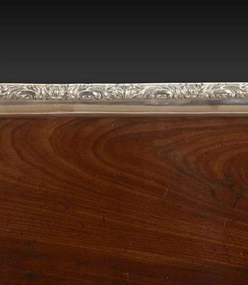 LARGE 19TH CENTURY MAHOGANY AND SILVER BUTLER'S TRAY - ADDITIONAL PHOTO 5