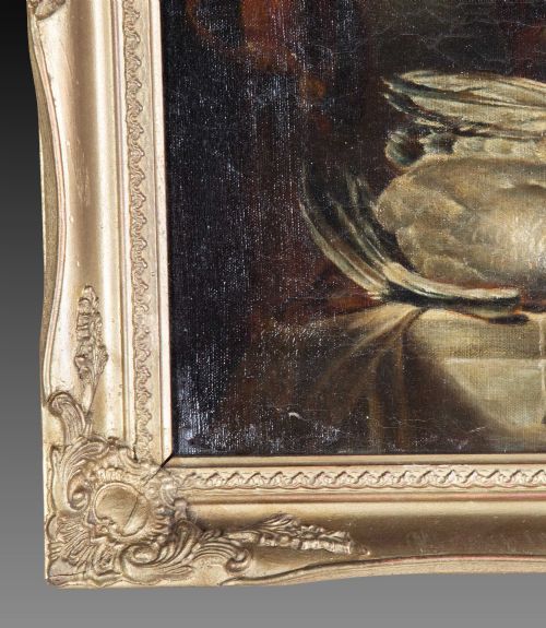 19TH CENTURY OIL ON CANVAS PAINTING OF A MONKEY - ADDITIONAL PHOTO 2