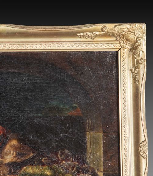 19TH CENTURY OIL ON CANVAS PAINTING OF A MONKEY - ADDITIONAL PHOTO 3