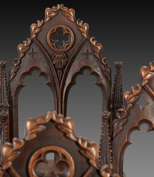 SET OF SIX 19TH CENTURY GOTHIC OAK SIDE CHAIRS - ADDITIONAL PHOTO 2