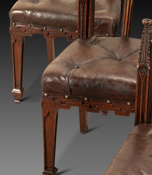 SET OF SIX 19TH CENTURY GOTHIC OAK SIDE CHAIRS - ADDITIONAL PHOTO 3