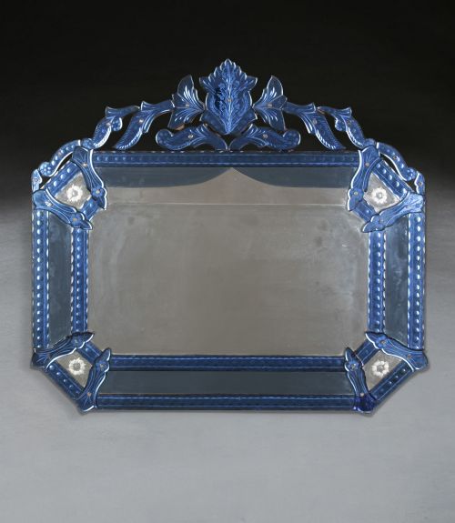 19TH CENTURY VENETIAN BLUE GLASS MIRROR