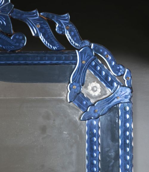 19TH CENTURY VENETIAN BLUE GLASS MIRROR - ADDITIONAL PHOTO 3