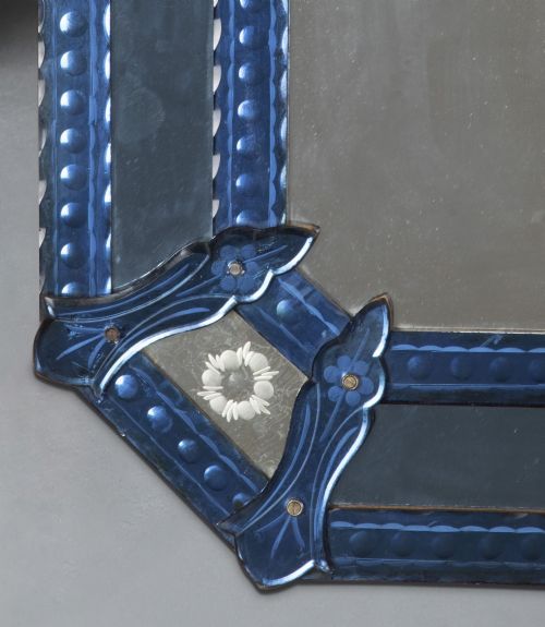 19TH CENTURY VENETIAN BLUE GLASS MIRROR - ADDITIONAL PHOTO 4
