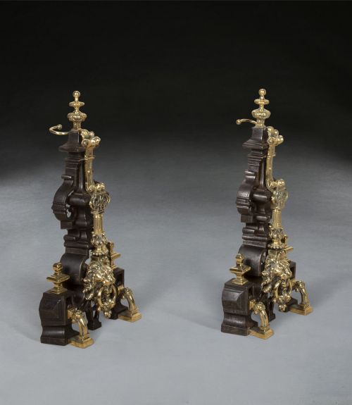 PAIR OF 19TH CENTURY CAST IRON ANDIRONS OR FIREDOGS - ADDITIONAL PHOTO 2
