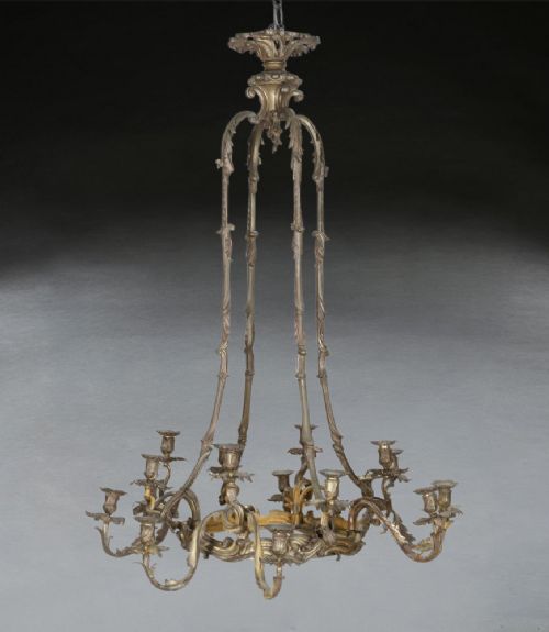 19TH CENTURY BRONZE SIXTEEN LIGHT CHANDELIER