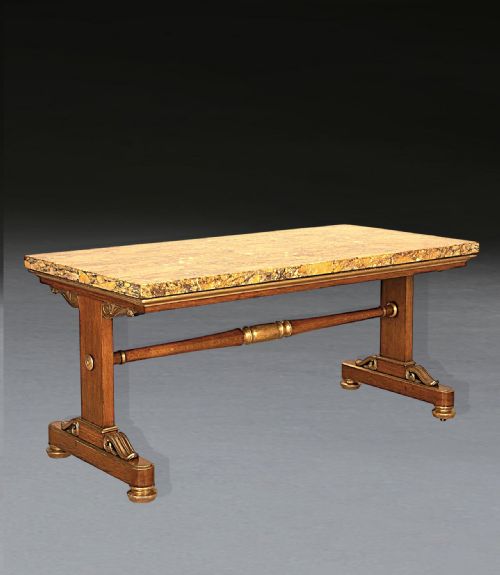 REGENCY SIENA MARBLE OAK GILTWOOD CENTRE TABLE