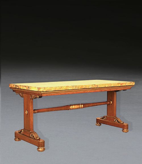 REGENCY SIENA MARBLE OAK GILTWOOD CENTRE TABLE - ADDITIONAL PHOTO 2