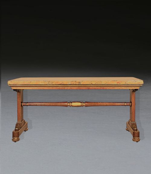 REGENCY SIENA MARBLE OAK GILTWOOD CENTRE TABLE - ADDITIONAL PHOTO 3