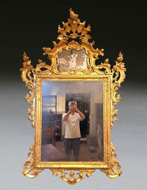 LARGE PAIR OF C19TH ITALIAN GILT MIRRORS - ADDITIONAL PHOTO 3