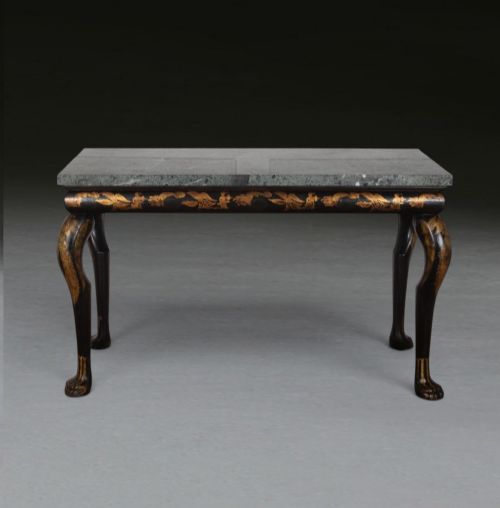Regency Chinoiserie and Marble Console Table