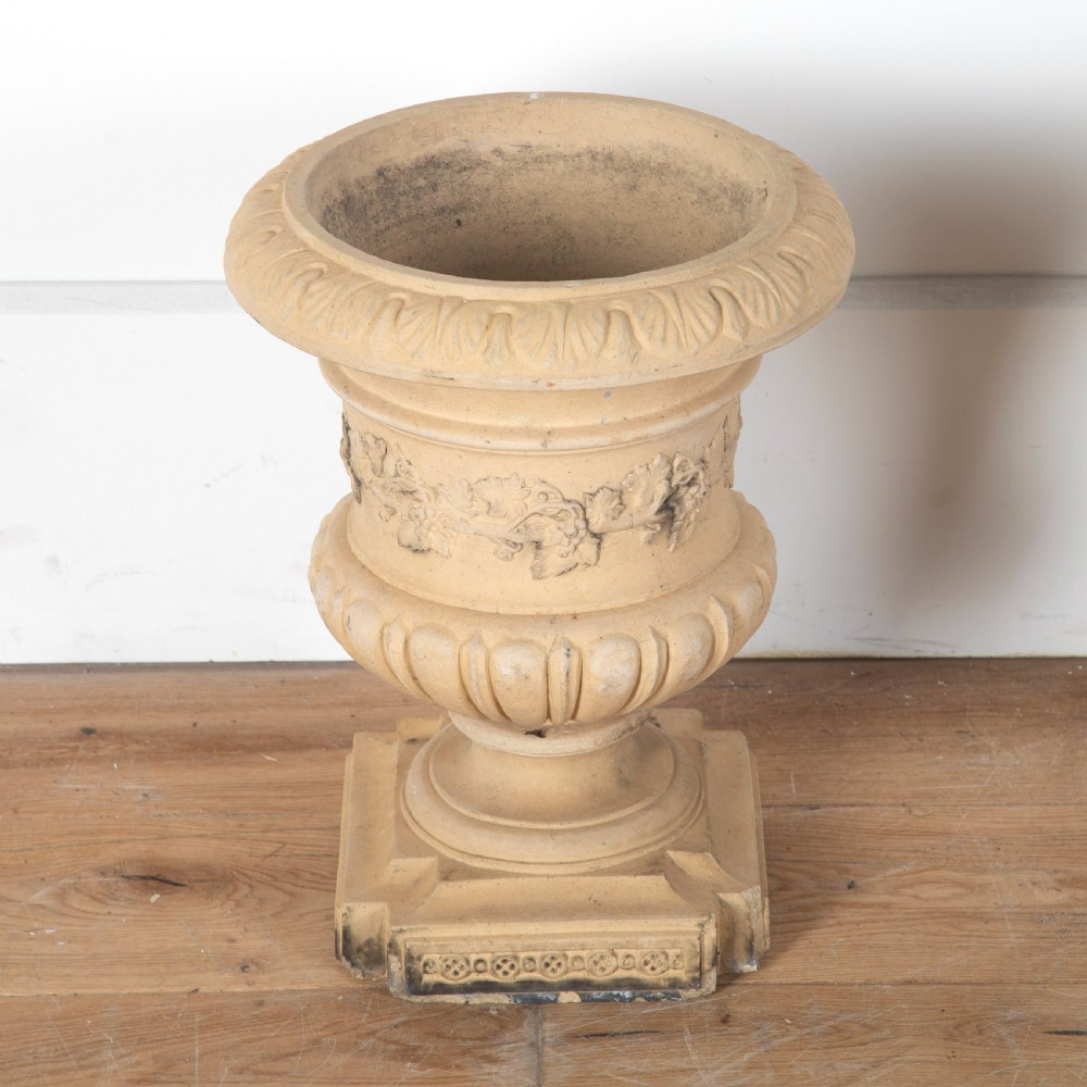 19th Century Pair of Buff Terracotta Urns View II