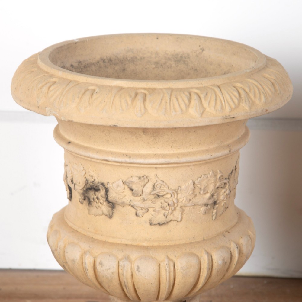 19th Century Pair of Buff Terracotta Urns View III