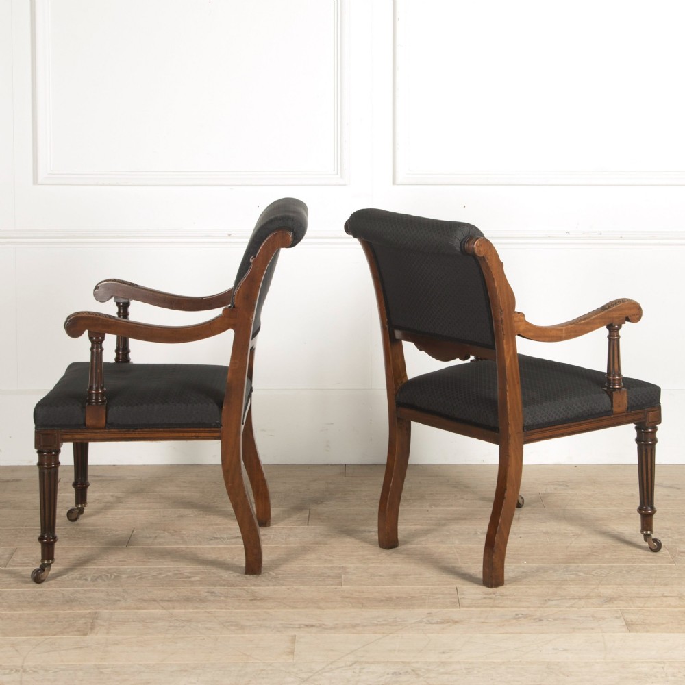 19th Century Pair of Mahogany Open Armchairs View II
