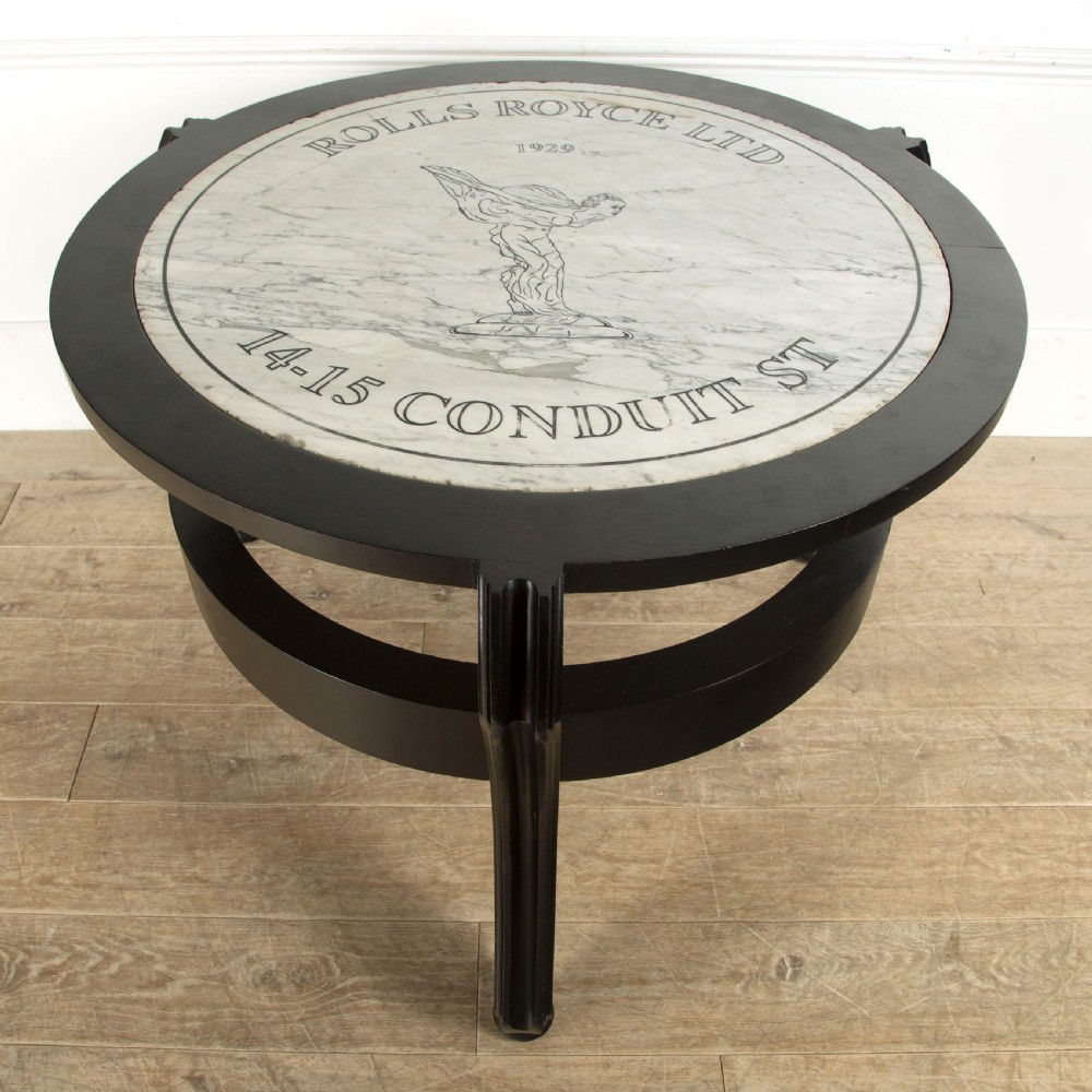 Rolls Royce Marble Plaque in Ebonised Centre Table