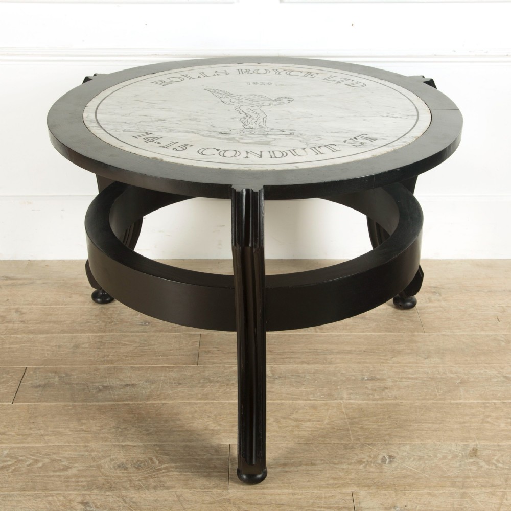 Rolls Royce Marble Plaque in Ebonised Centre Table View III