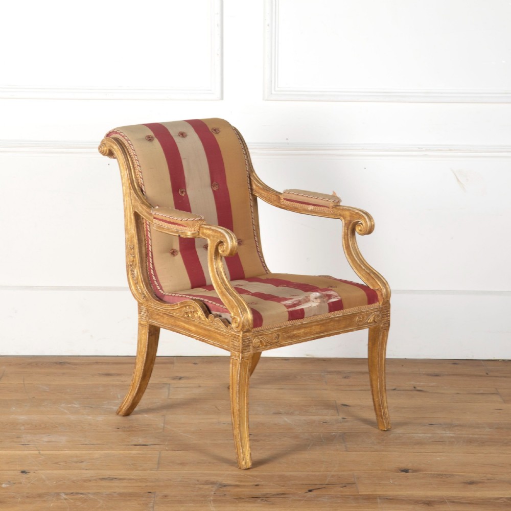 Regency Giltwood Henry Holland Armchair