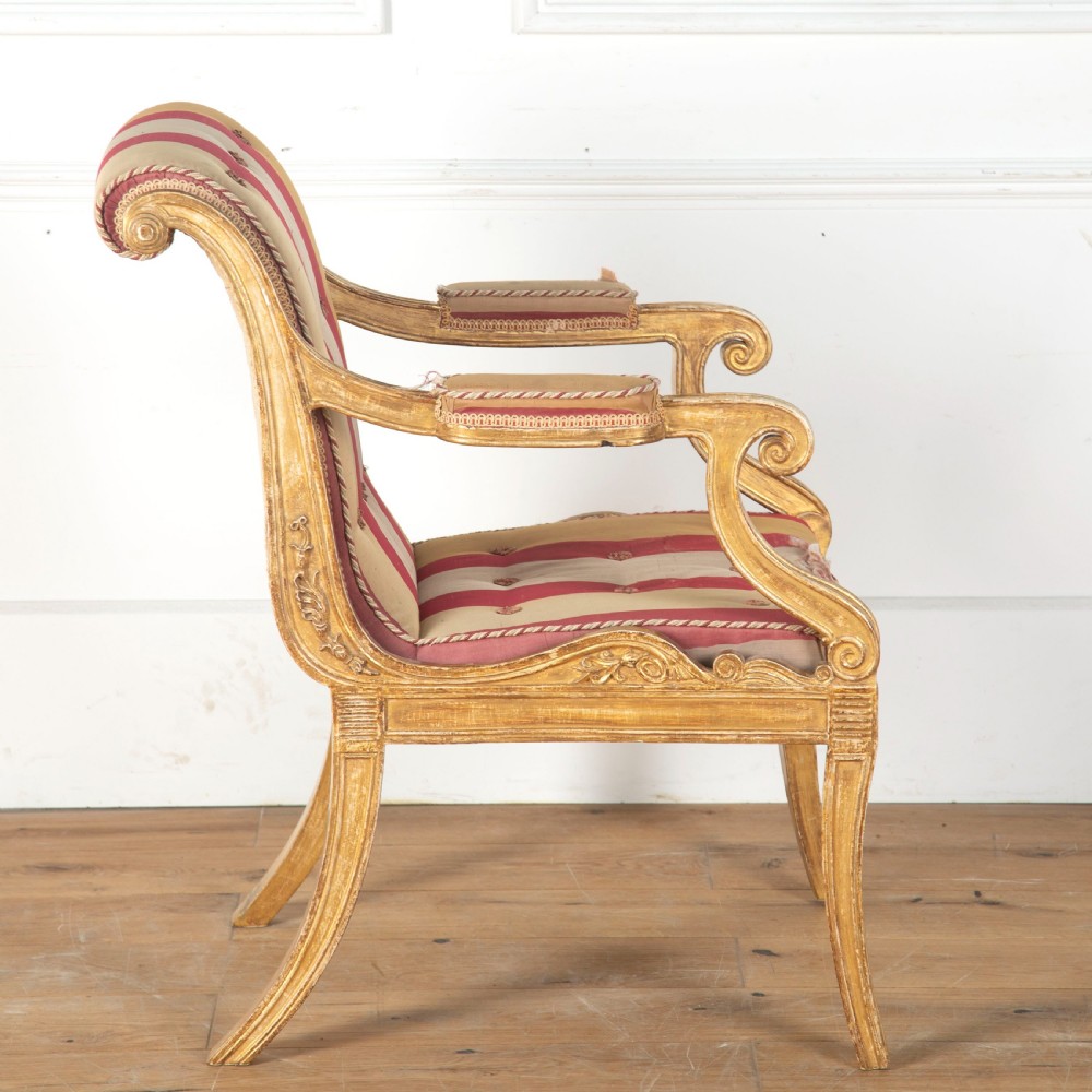 Regency Giltwood Henry Holland Armchair View V