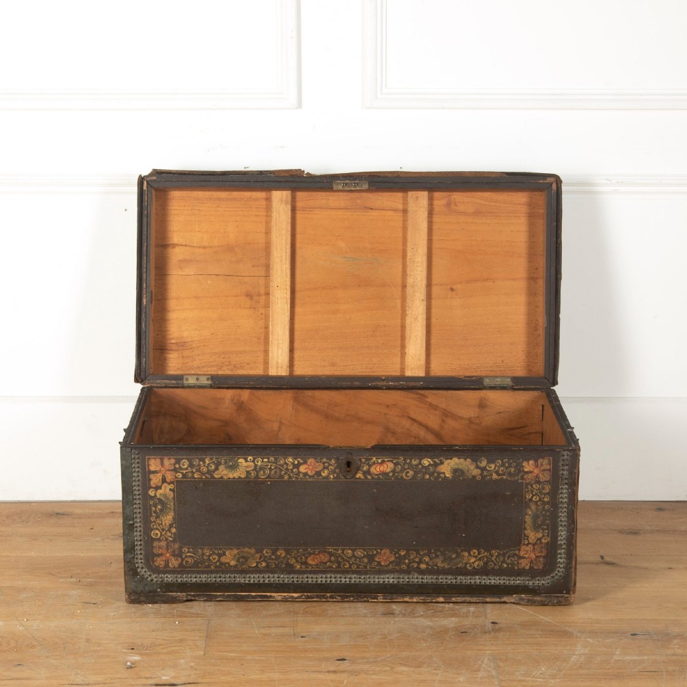 19th Century Leather and Brass Studded Trunk View V