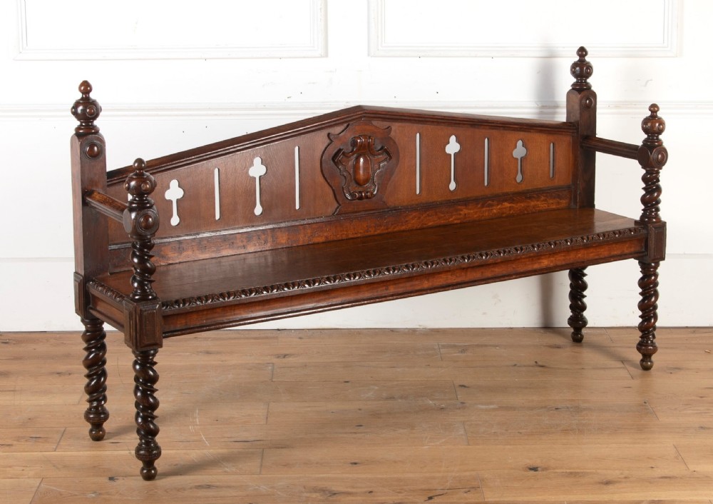 Large 19th Century Oak Country House Hall Bench