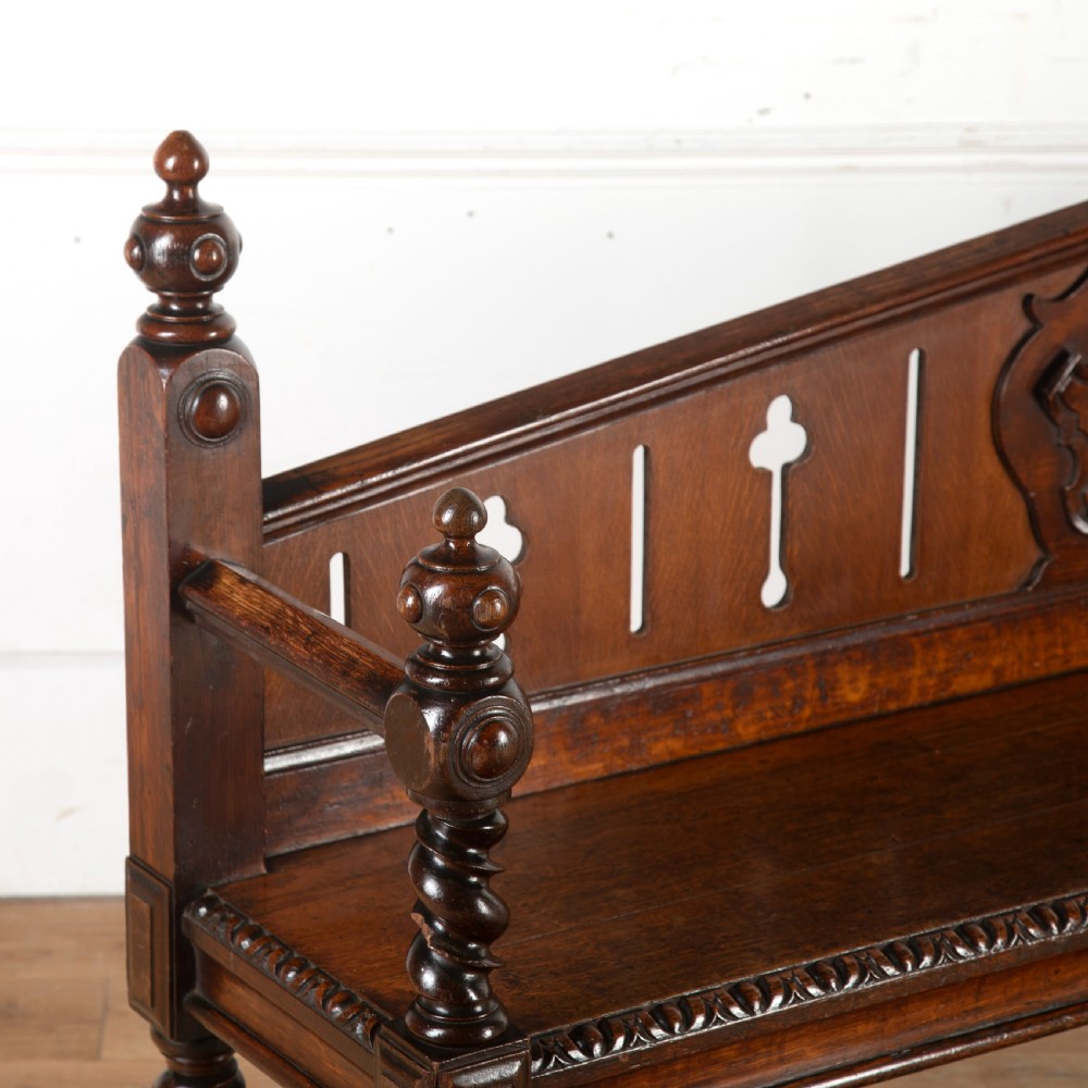 Large 19th Century Oak Country House Hall Bench View II