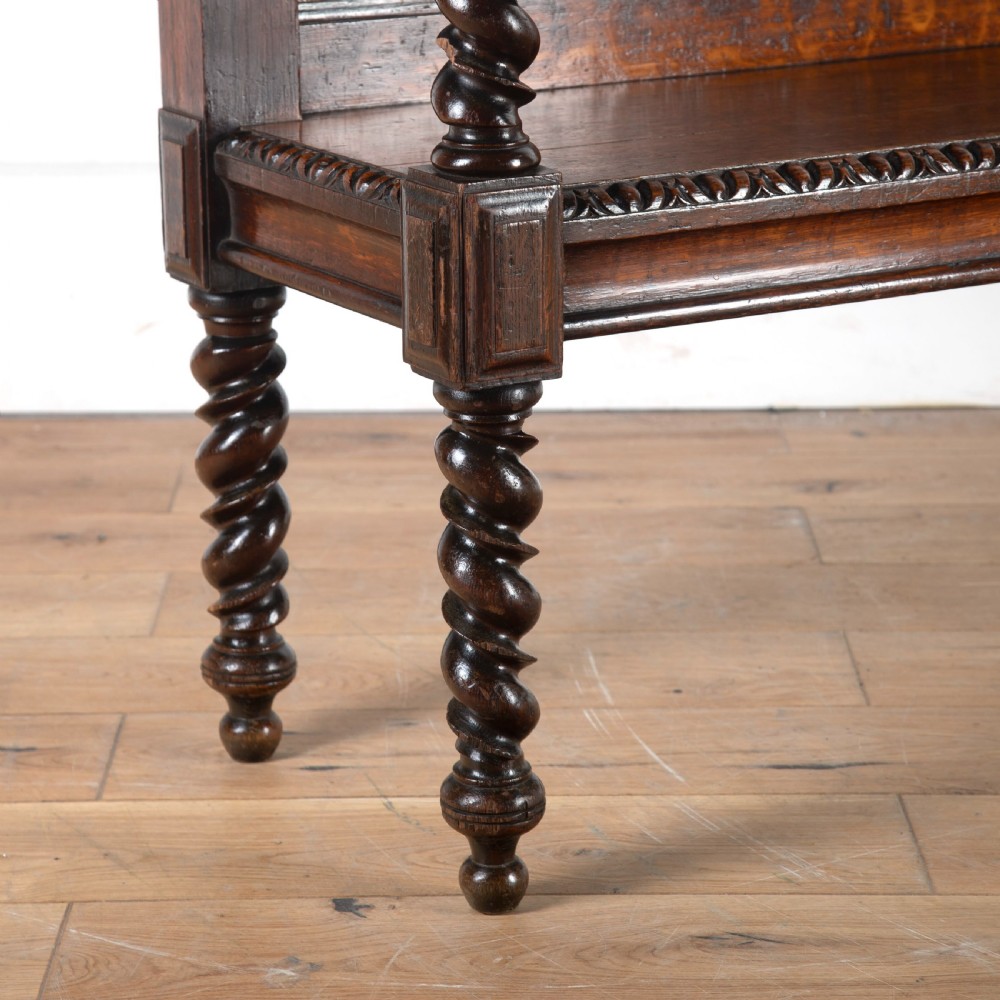 Large 19th Century Oak Country House Hall Bench View III