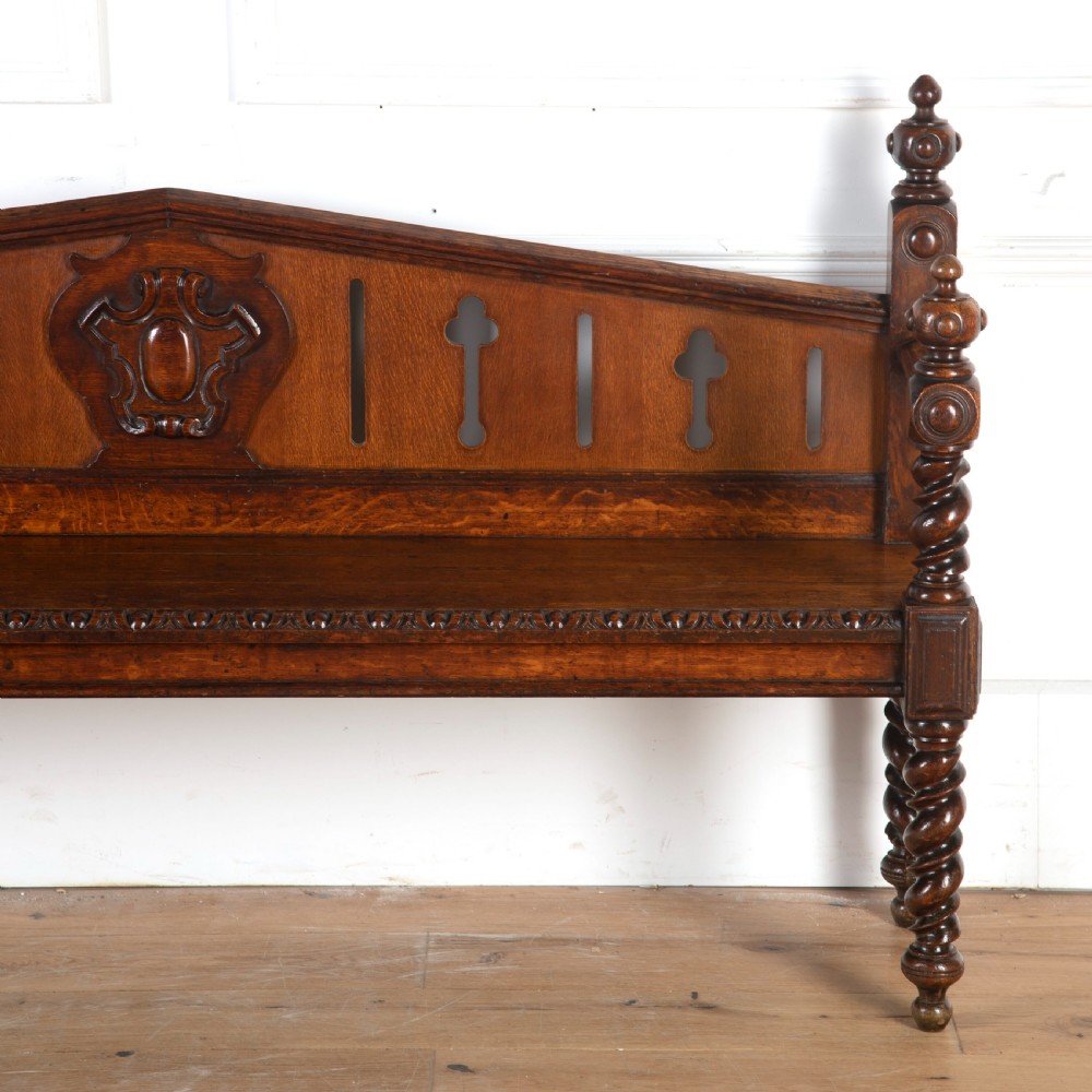 Large 19th Century Oak Country House Hall Bench View V