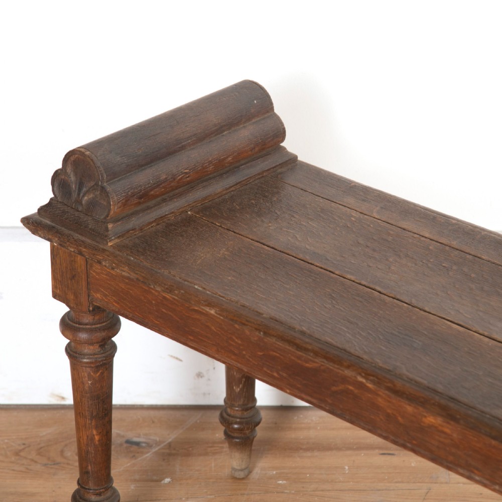 Long 19th Century Oak Hall Bench View V