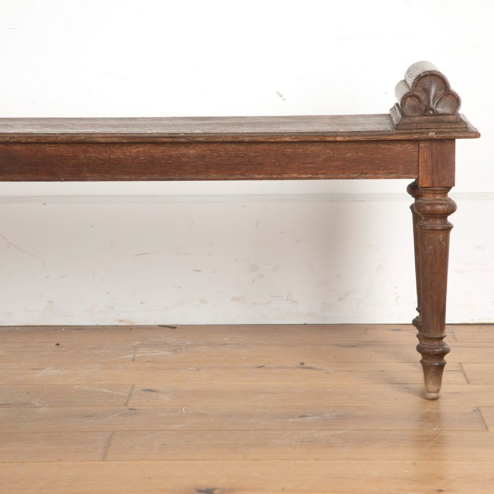 Long 19th Century Oak Hall Bench View VIII