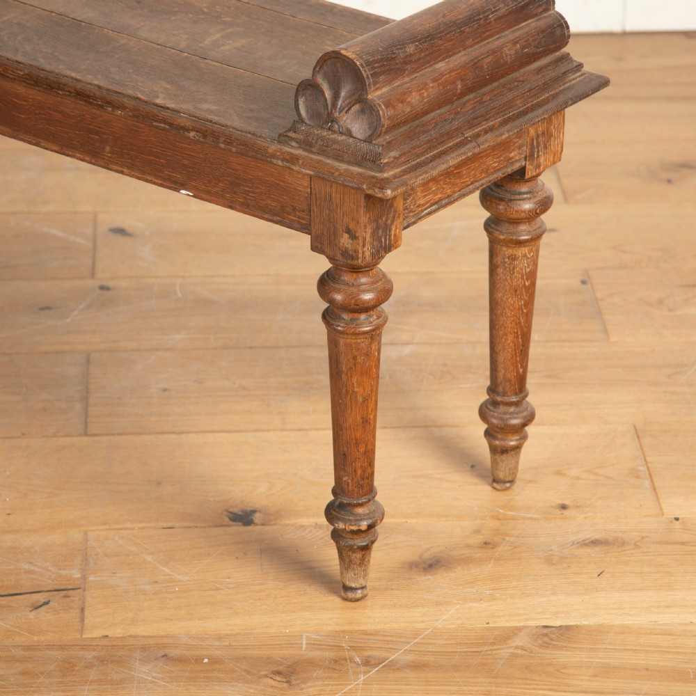 Long 19th Century Oak Hall Bench View IX