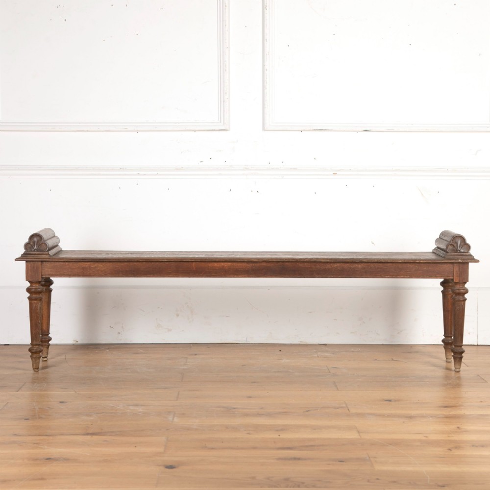 Long 19th Century Oak Hall Bench View X