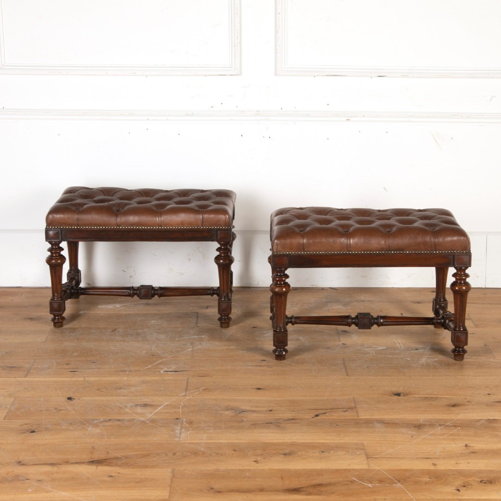 Large Pair of 19th Century Walnut Stools View II