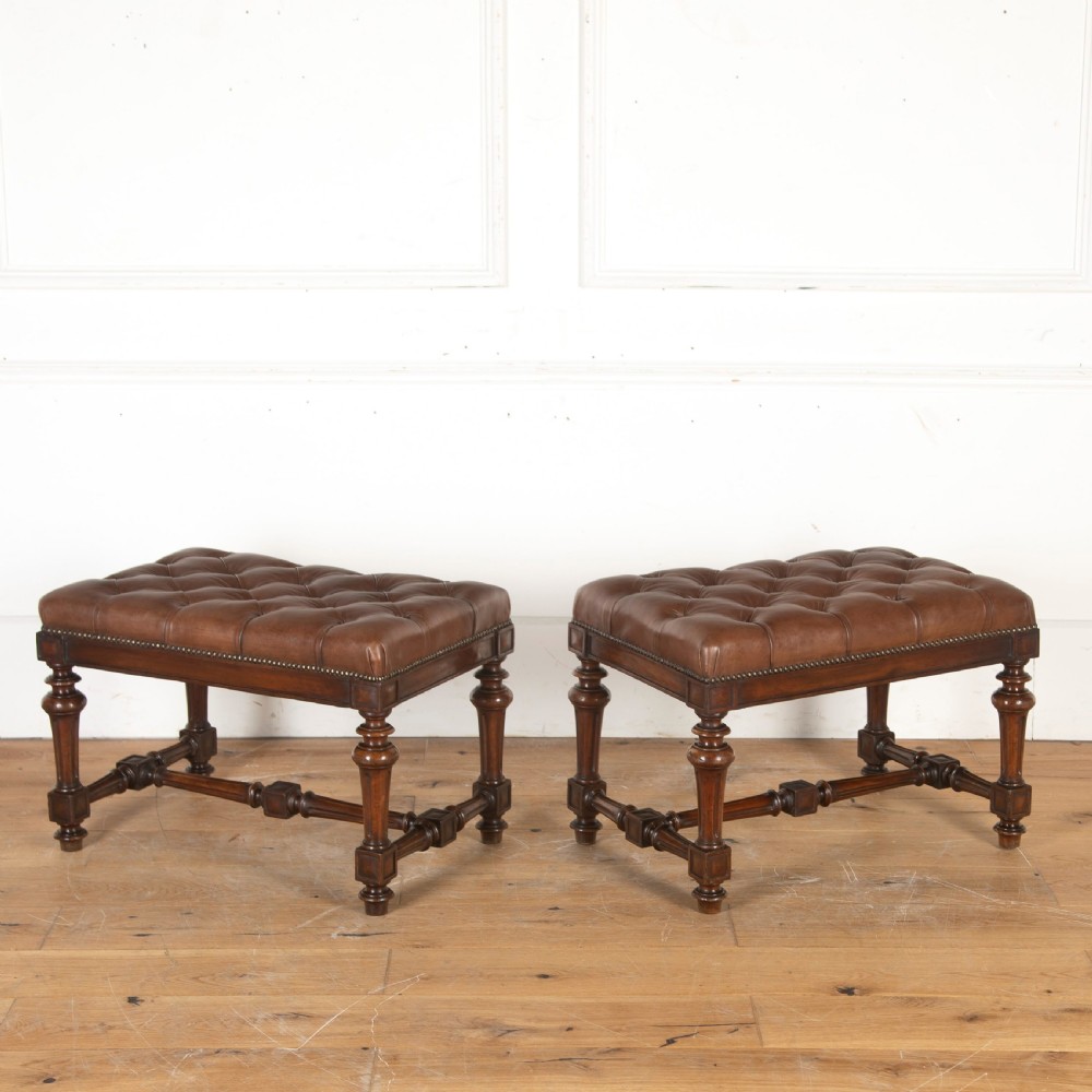 Large Pair of 19th Century Walnut Stools View VIII