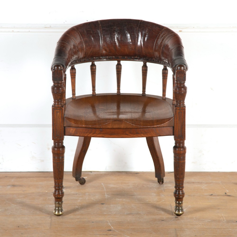 19th Oak and leather Desk Chair View II