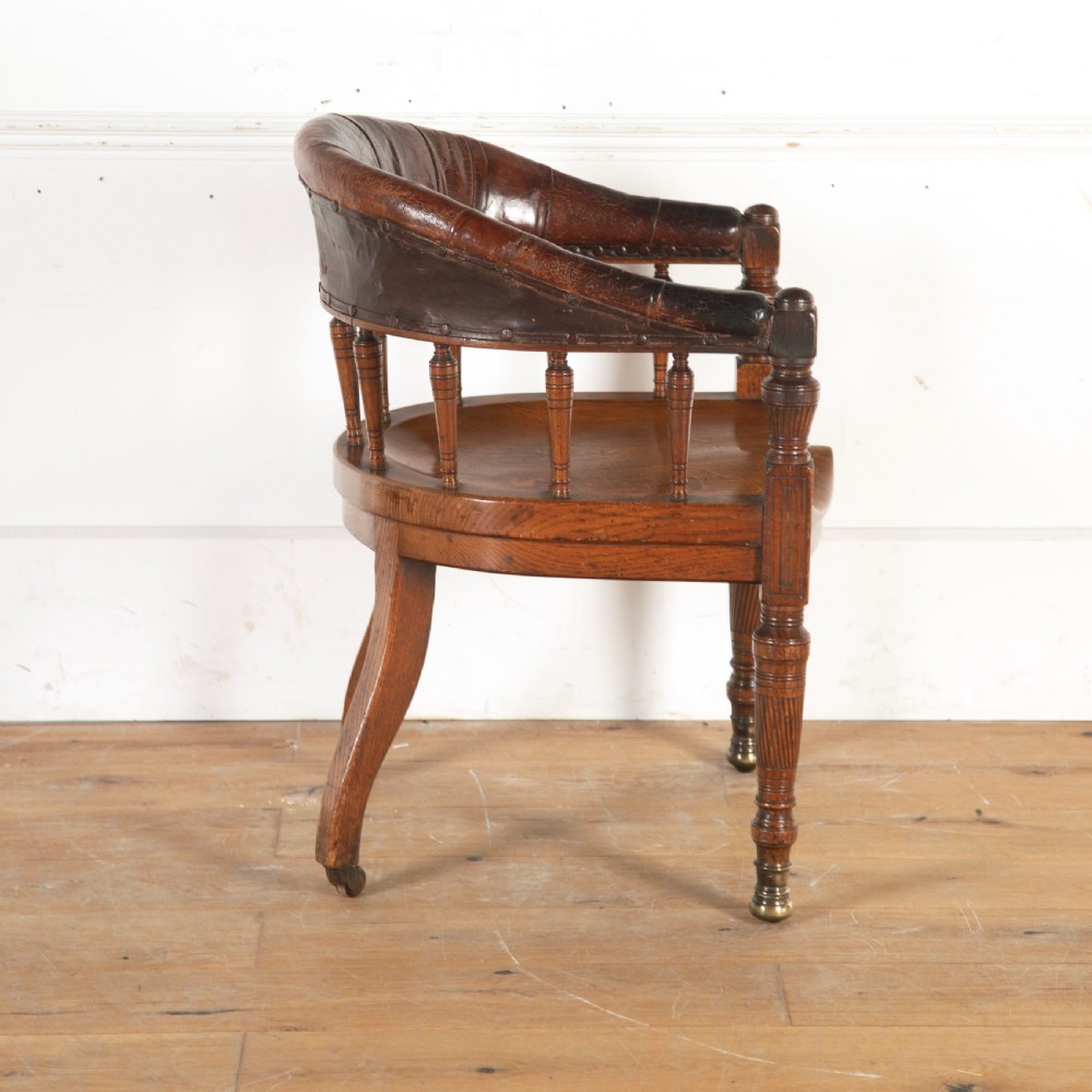 19th Oak and leather Desk Chair View III