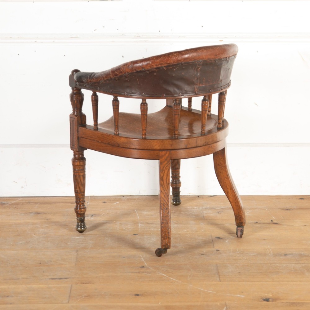 19th Oak and leather Desk Chair View IV