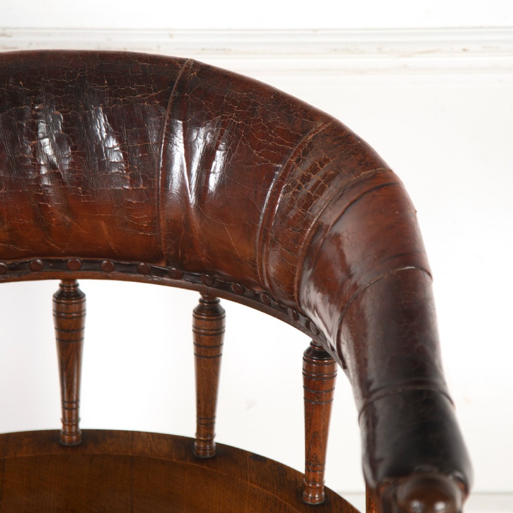 19th Oak and leather Desk Chair View V
