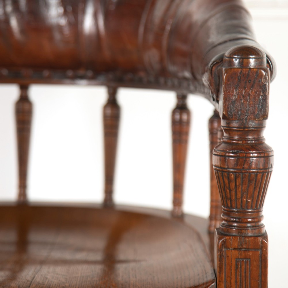 19th Oak and leather Desk Chair View VI